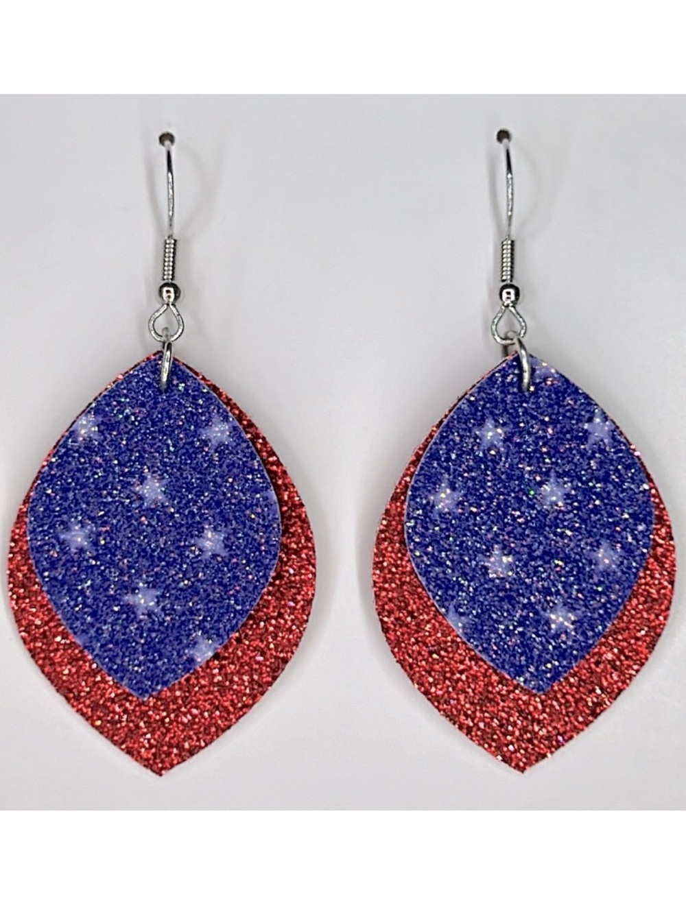 *LAST ONE* Mini Faux Leather Earrings Red White Blue Patriotic Fashion Jewelry